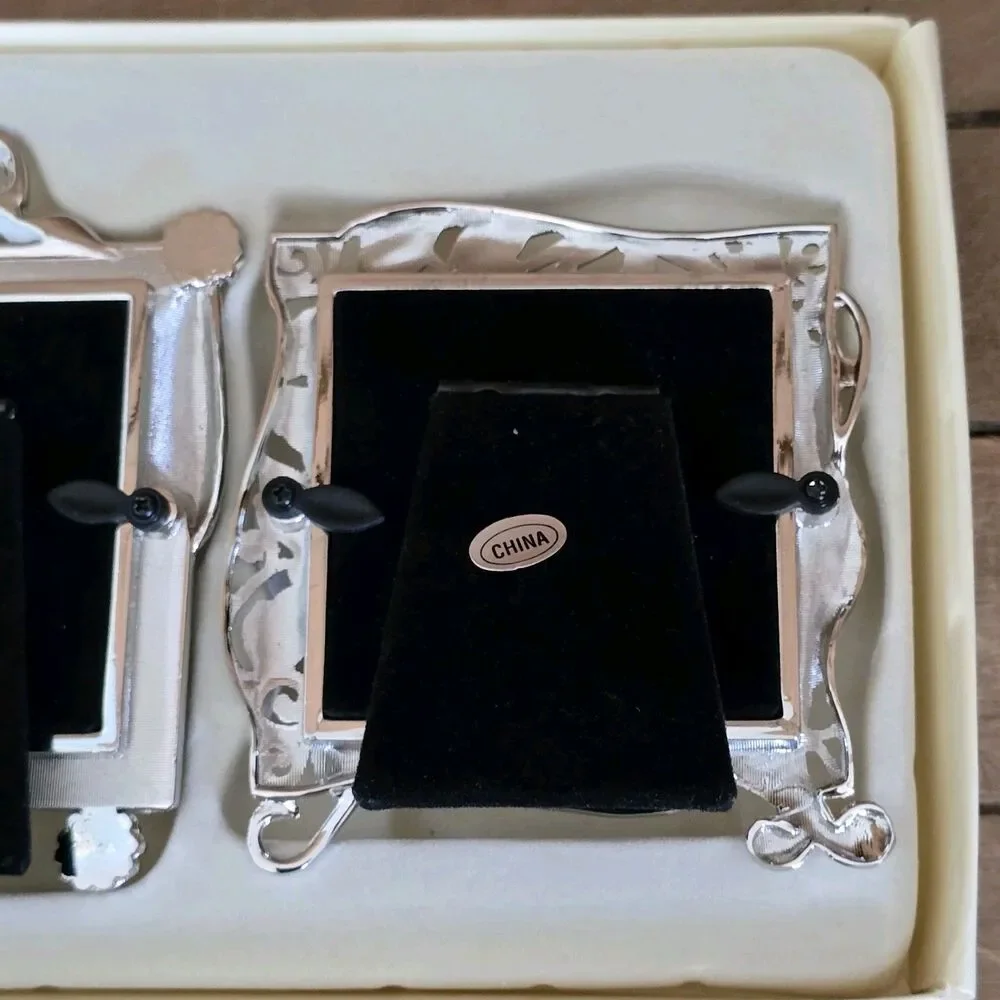 Lenox Picure Frames Vintage Jewel Set of 3 Silverplated Floral Desktop 3x3